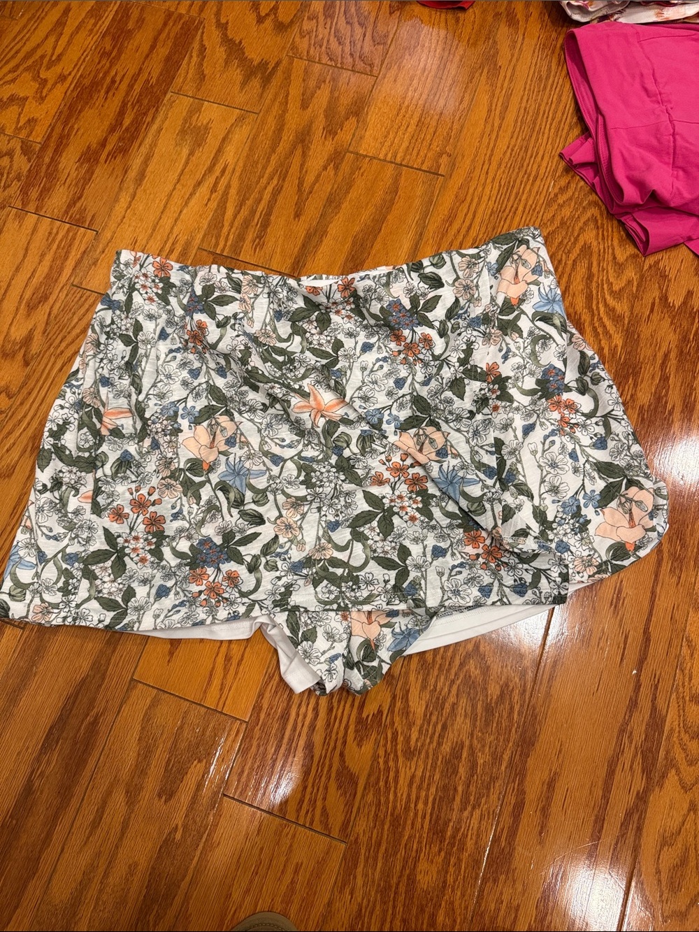 ES 1946 Orange blue Olive, and white Fora Print Skort sz 22/24W